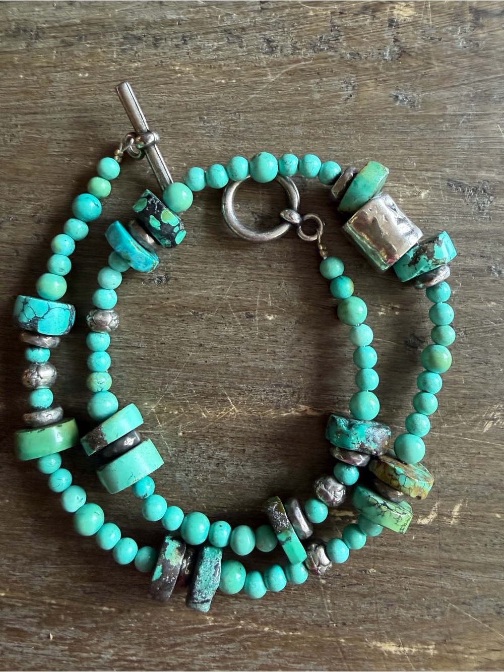 Genuine Turquoise & Sterling Silver Artisan Necklace – 50.46 g